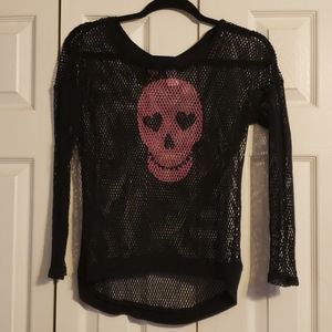 Mesh Black Skull Top